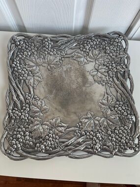 Arthur Court  Grape Motif Decorative Tray - Silver Tone
